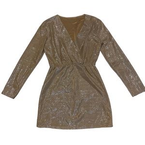 Long sleeve gold dress